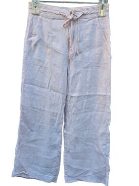 American Eagle Light Pink Drawstring Wide Leg Linen Pants Size 6